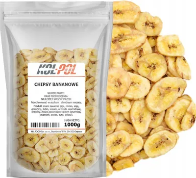 Zdjęcie produktu dla CHIPSY BANANOWE 1kg Banany suszone chrupiąca przekąska jakość Kol-Pol