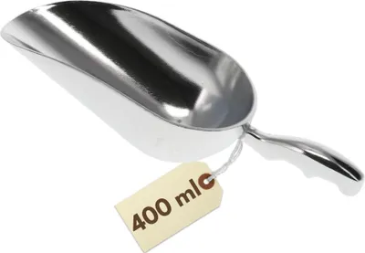 Produktbild von Aluminium Abwiegeschaufel 400 ml Rund Futterschaufel Alu Mehlschaufel Eisschaufel Handschaufel Gewürzschaufel Dosierschaufel Abfüllschaufel Klein