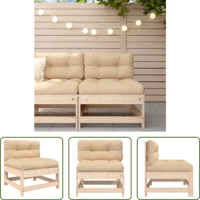 Produktbild von The Living Store Mittelsofa mit Kissen Massivholz Kiefer