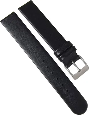 Produktbild von Eulit Kalb Uhrenarmband schwarz Nubukleder XL Länge gleichlaufend , Stegbreite:14mm, Schließe:Silbern