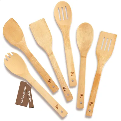 Produktbild von Holzlöffel-Set | 6 Stück | Aus biologisch abbaubarem Bambus