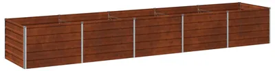 Productafbeelding van Verhoogde tuinbak voor in de tuin, roestkleurig, 400 x 80 x 55 cm, karton