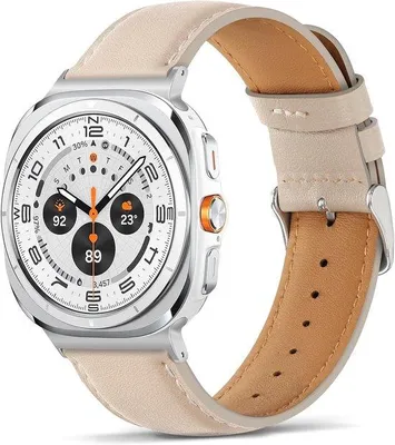 Productafbeelding van Horlogeband voor Samsung Galaxy Watch Ultra 47mm/6/5/4 - Echte leren band - Starlight