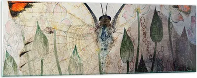 Produktbild von Bilder auf glas - Schmetterling Abstraktion - 90x30cm - Glasbilder - Wandbilder - Kunstdruck - zum Aufhängen bereit - Wanddekoration aus Glas - Glas Bilder - Wandbild auf Glas - GAB90x30-4081