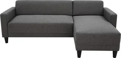Image de Canapé d'angle fixe 4 places, Tissu anthracite, Réversible, L 197 x P 117 x H 65 cm