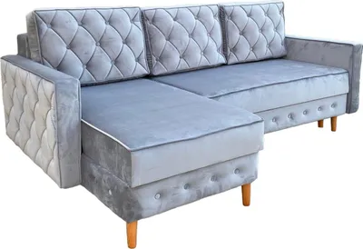 Produktbild von Ares Meble Ecksofa mit Schlaffunktion LUX-L - Ottomane Sofa L-Form, L-Couch 3-Sitzer, Schlafcouch mit Bettkasten, 227x144 cm - Beine aus Erle - Grau