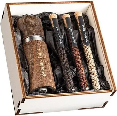 Produktbild von .pepper..field Röhrenset mit braunem Mahlwerk in Geschenkbox (3x10g)