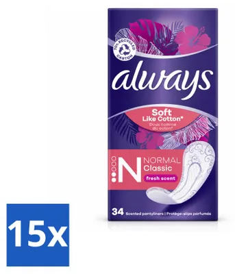 Imagen del producto de 15 toallitas diarias Always DailyFresh, tamaño normal, paquete económico - 15 unidades