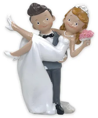 Image de Figurine de mariés pour gâteau - Décoration de gâteau - Décoration de gâteau pour mariage - Figurines décoratives - Peinte à la main, en résine