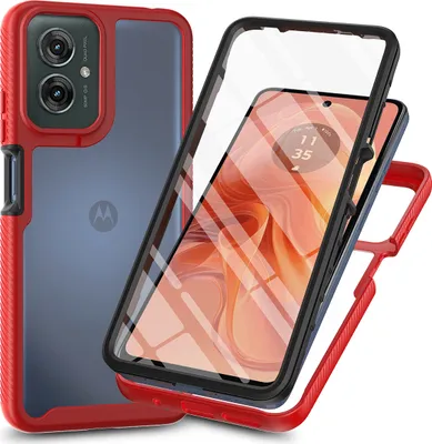 Produktbild von Hülle für Motorola Moto G55, Bumper mit Eingebautem Displayschutz Komplettschutz Schutzhülle Rot