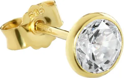 Produktbild von Single Ohrstecker Echt Gold 585er 5,5mm Cubic Zirkonia Damen Herren Kinder 1748