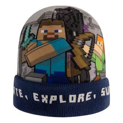 Image de Chapeau MINECRAFT bleu créer, explorer, survivre, taille 54