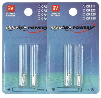 Produktbild von 4x Stabbatterie, Stiftbatterie CR311 für z.B. Angelposen, Bissanzeiger Lithium 2x2er Blister