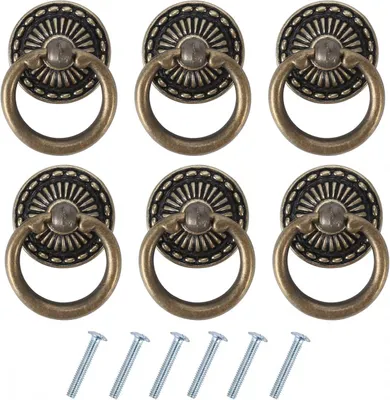 Produktbild von 6 Stück Vintage-Möbelgriffe, antike Schubladengriffe, Türgriffe aus Bronze für Möbel, Kleiderschränke, Kommoden und Schranktüren