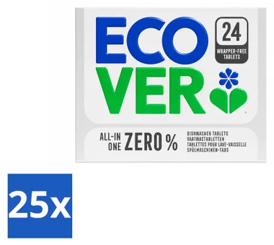 Produktbild von 25 x Ecover All-in-One Zero% Spülmaschinentabs - Vorteilspackung - 25 Stücke