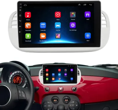 Obrázek produktu pro 9palcové autorádio pro Android, bezdrátové CarPlay, GPS navigace, dotykový displej, multimediální přehrávač, náhrada za Fiat 500, 1 GB RAM, 16 GB ROM