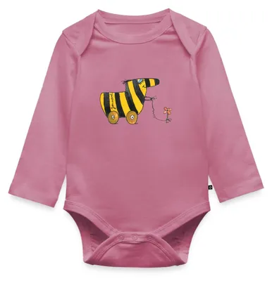 Produktbild von Spreadshirt Janosch Große Tigerente Mit Blume Tages Baby Body Langarm, 92 (1,5 - 2 Jahre), Mauve