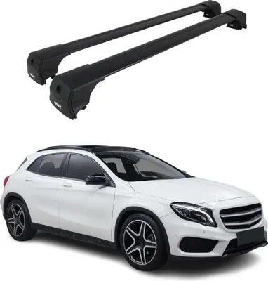 Image de Barres De Toit Transversales pour Mercedes GLA 2014-2020 Aluminium Noir ABE