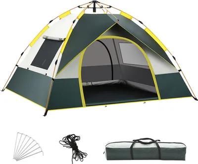 Produktbild von Outdoor-Campingzelt, vollautomatisches Zelt, schnell öffnendes Sonnenschutz-Campingzelt, geeignet für 3-4 Personen, Outdoor-Camping, Wandern, Strand