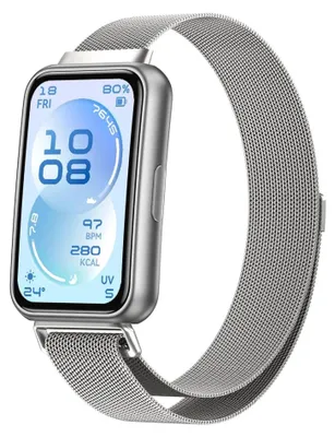 Produktbild von Smartwatch Armband Metall für Huawei Band 11 / 11 Pro / 10 Mesh Magnet Silber