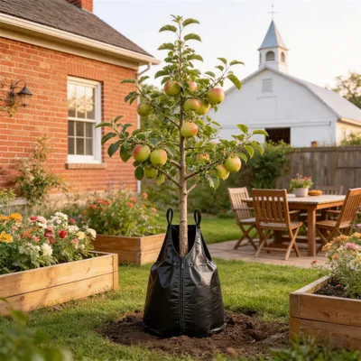 Produktbild von QEENTOE Baumbewässerungssack 5 Stück Wassersack für Bäume UV-beständiger Bewässerungsbeutel aus PVC, Langsame Tröpfchenbewässerung für Baum, Schwarz