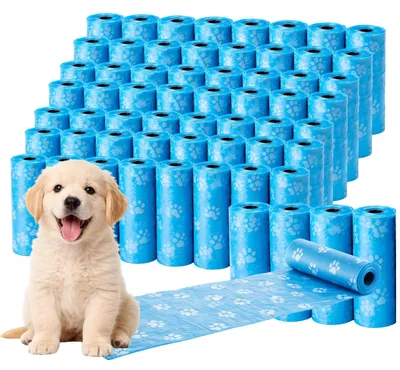 Produktbild von Ale-commerce Hundekotbeutel 60 Rollen Blau 900 Beutel Reißfest Antigeruch Hundebeutel mit Pfotenmuster Passend Für Kotbeutelspender Kotbeutel