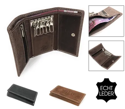 Produktbild von Schlüsseletui mit Scheinfächer feines Büffelleder Schlüsseltasche Reißverschluss