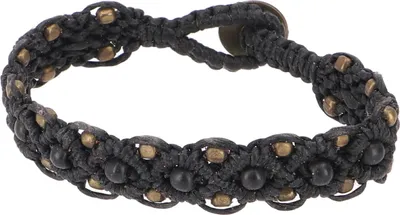 Produktbild von Perlenarmband, Makramee Armband - Dunkelbraun, Baumwollfäden,Messing,Glasperlen, 17*1,5*0,5 cm, Armreifen & Armbänder Modeschmuck