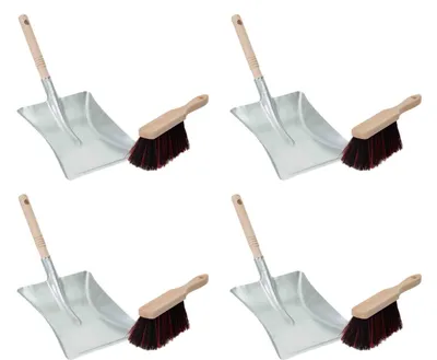 Immagine prodotto di Novaliv 4x set di palette zincate Arenga e Elaston set di palette e spazzole set per spazzare set di palette e spazzole a mano Arenga Elaston spazzare mop accessori per caminetto scopa per caminetto paletta per camino