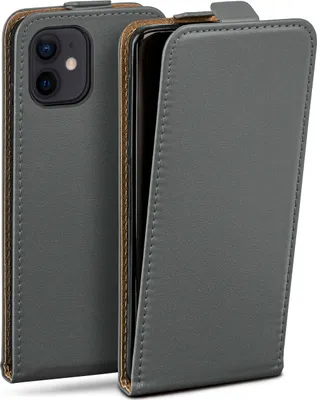 Produktbild von moex® Flip Case kompatibel mit Apple iPhone 12 mini - Hülle mit 360 Grad Schutz, Dunkelgrau