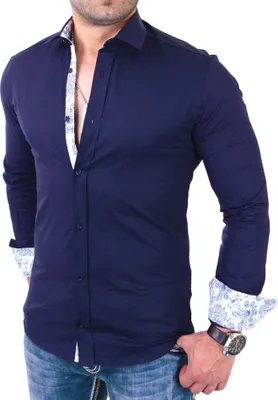 Produktbild von Reslad Herren Hemd Paisley Design Langarmhemd RS-7207 Navy XL