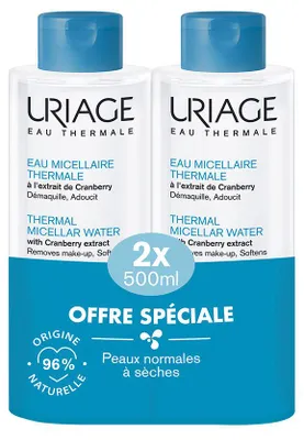 Immagine prodotto di Acqua micellare termale per pelle normale e secca, confezione da 2 x 500 ml