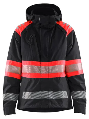 Produktbild von Blakläder Damen High Vis Shell Jacke 4430, Farbe:Schwarz/High Vis Rot, Größe:XS