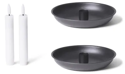 Produktbild von Novaliv Kerzenständer Stabkerzen 2er-Set SCHWARZ Durchmesser 13cm Weihnachten Adventskranz Kerzenteller scandic chic candle holder Stabkerzenhalter Dekoschale Tischdeko modern Wohnzimmer