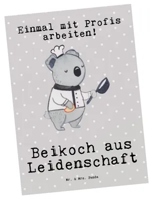 Produktbild von Mr. & Mrs. Panda Fotokarte Beikoch Leidenschaft - Grau Pastell - Geschenk, Spruch, Grußkarte, Beruf, Koch, Restaurant, Kunstkarten, Gastronomie, Ansichtskarten, Postkarte