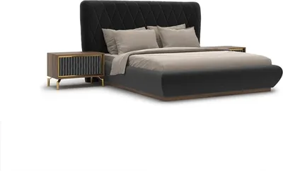 Produktbild von Schlafzimmer 3tlg Luxus Set Doppel Bett Design Holz 2x Nachttische Komplett