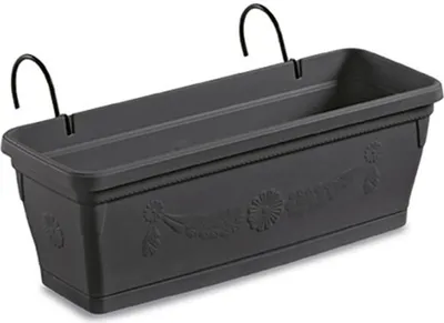Produktbild von Blumenkasten Primavera Kunststoff mit Halterung und Untersetzer 50x28x22,5 cm