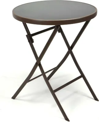 Produktbild von VCM Klapptisch | Glastisch | Stehtisch braun | klappbar Bistrotisch | Bartisch | Terrassentisch | Ø 60cm
