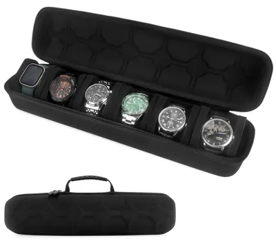 Image de Étui à montres de voyage - Coque rigide - 6 emplacements - Noir