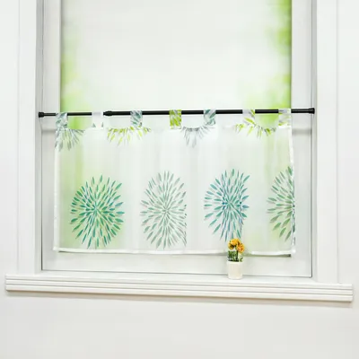 Produktbild von Scheibengardine Schlaufen Bistrogardine, Kurzstore mit Kreis Motiv, Grün BxH 60 x 140 cm