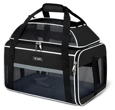 Zdjęcie produktu dla Transporter dla kota i psa - Rozszerzalny - Czarny - L 44,96 x 33,78 x 25 cm - Do samochodu i weterynarza
