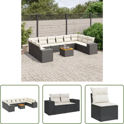 Produktbild von The Living Store 11-tlg. Garten-Sofagarnitur mit Kissen Schwarz Poly Rattan