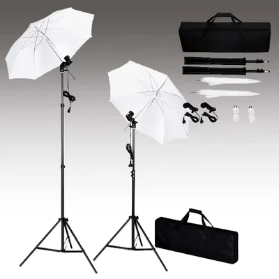 Produktbild von "SALE 2026" Fotostudio-Set mit Hintergrund, Leuchten und Schirmen - Lampenstative DE6286567