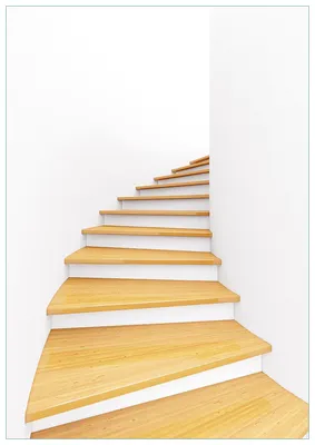 Produktbild von Wallario Premium Glasbild, freischwebende Optik, kräftige Farben, Größe 100 x 70 cm Motiv Wendeltreppe aus hellem Holz