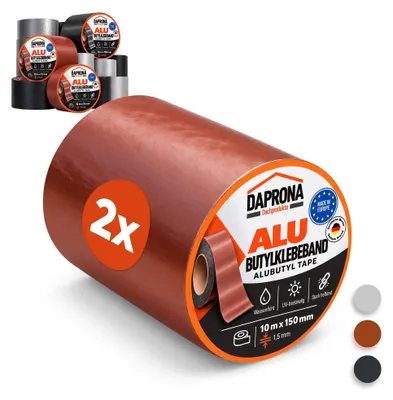Zdjęcie produktu dla DAPRONA 2x taśma uszczelniająca Butylband, taśma naprawcza, wodoodporna, 10m x 150mm, kolor ceglany