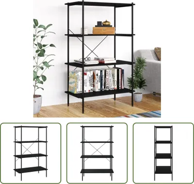 Image de The Living Store Étagère avec 4 étagères Noir 80x40x130 cm