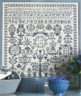 Image de Permin set point de croix "Sampler", motif à compter, 55x58cm, hh21168