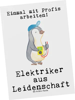 Produktbild von Mr. & Mrs. Panda Postkarte Elektriker Leidenschaft - Weiß - Geschenk, Postkarten, Ausbildung, Fotokarte, Ansichtskarte, Lustig, Spruch, Ansichtskarten, Grußkarte