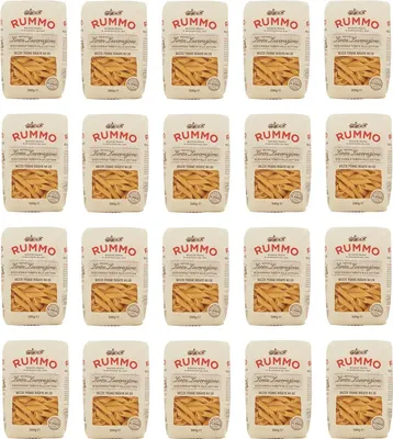 Produktbild von 20x Rummo Mezze Penne Rigate N°28 Pasta Lenta Lavorazione Teigwaren aus Hartweizengrieß Bronze-Zeichnung 500g