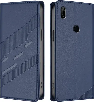 Produktbild von Hülle für Huawei P Smart Z/Y9 Prime 2019/Honor 9X, Kunstleder Brieftaschen Handyhülle mit Kartenfach und Standfunktion Blau